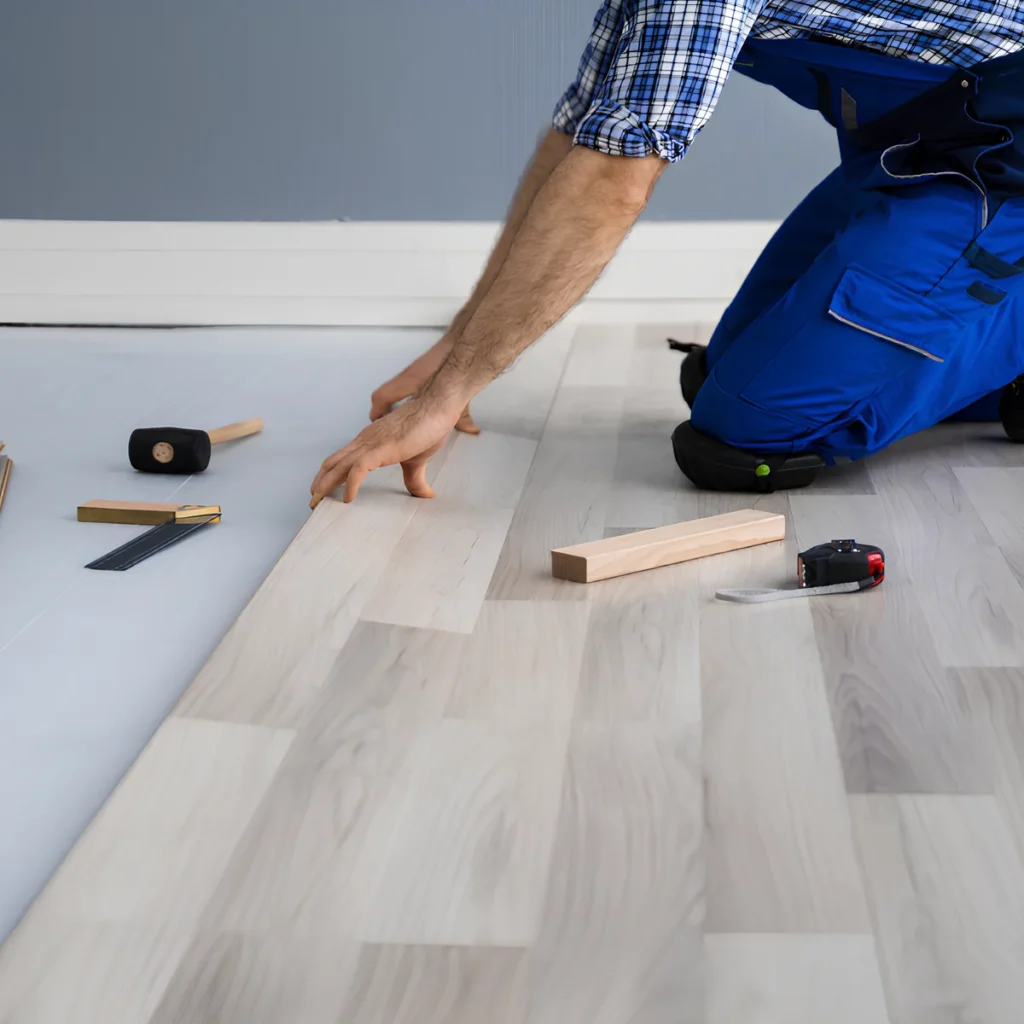 Image of flooring installation in kitchen.